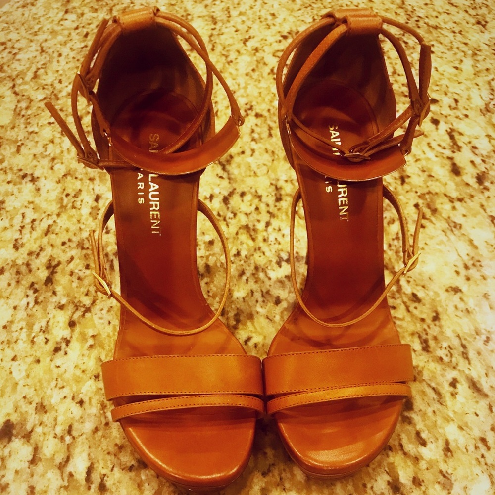 Saint Laurent Strappy Platform Sandal Heels